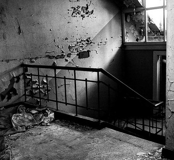 staircase in an abandoned house